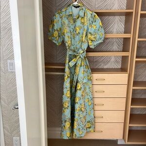 Floral Blue and Yellow evening gown by Abby Glass